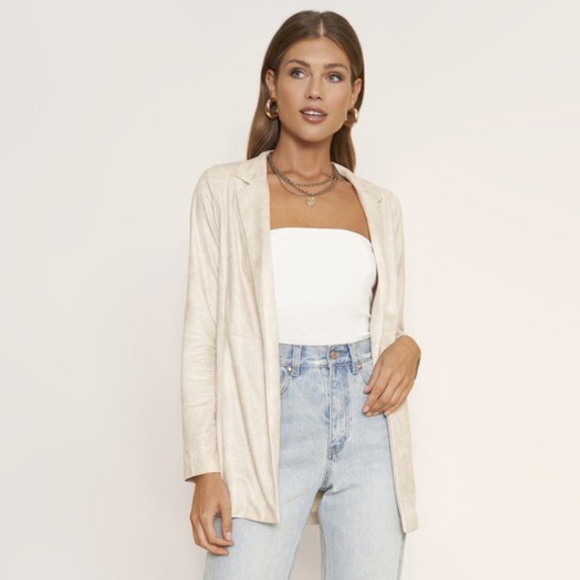 Oversized Cream Suede Blazer - Picture 1 of 5